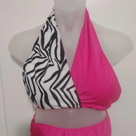 Plus size pink zebra bikini 4X - Picture 4 of 5